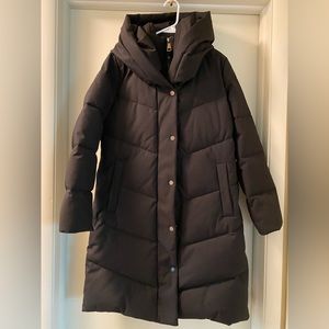 Calvin Klein Bibbed Hooded Puffer Coat Black S